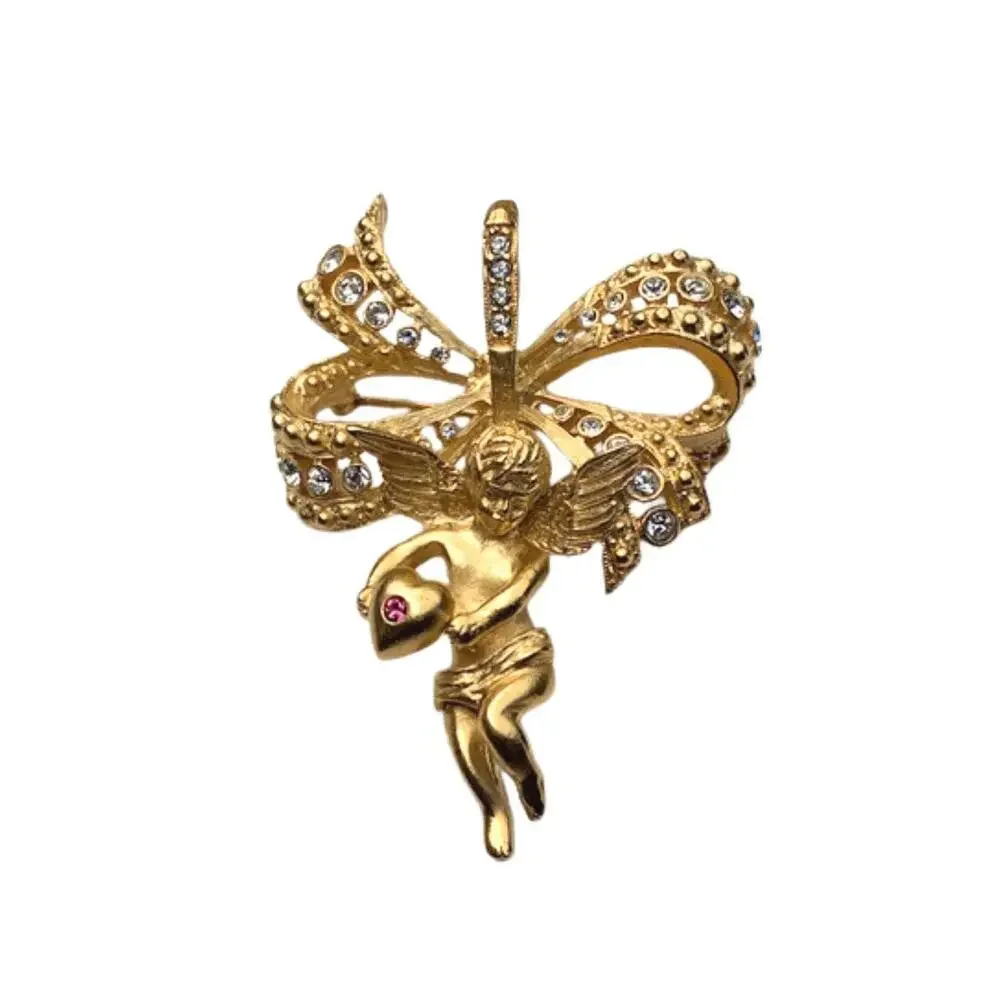 Vintage JBK Camrose & Kross Cherub Brooch Pendant Necklace